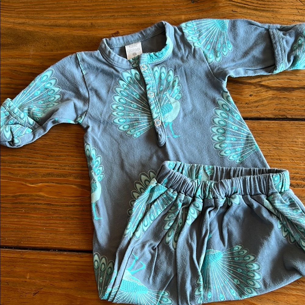Kate Quinn Peacock Print Baby gown